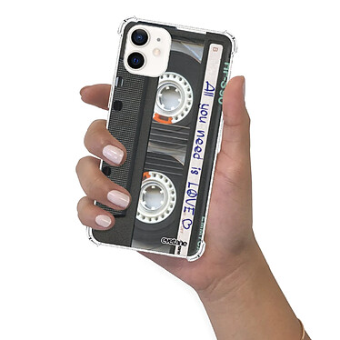 Evetane Coque iPhone 12 mini anti-choc souple angles renforcés transparente Motif Cassette pas cher