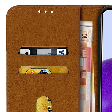 Avizar Étui Samsung Galaxy A72 Protection avec Porte-carte Fonction Support marron pas cher