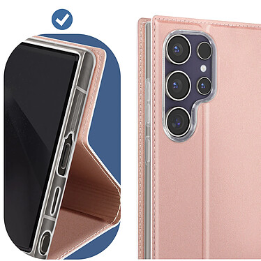 Dux Ducis Étui pour Samsung Galaxy S24 Ultra Clapet Porte-carte Support Vidéo Rose Champagne pas cher