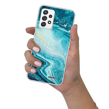 Evetane Coque Samsung Galaxy A72 360 intégrale transparente Motif Bleu Nacré Marbre Tendance pas cher