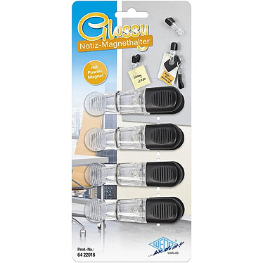 Acheter WEDO lot de 4 aimants Clip Pince GLOSSY noir / transparent