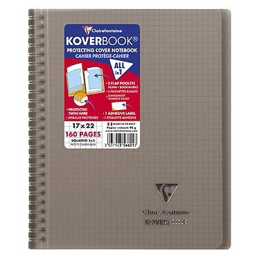 Avis CLAIREFONTAINE Cahier reliure Koverbook 17x22cm 160 pages petits carreaux PP Coloris Aléatoire