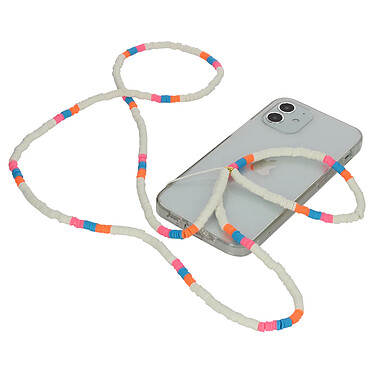 Avizar Bijou de Téléphone à Perles Heishi 110cm Collection Heishi Blanc