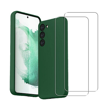 Acheter Evetane Coque Samsung Galaxy S23 Silicone liquide Vert Foret + 2 Vitres en Verre trempé Protection écran Antichocs