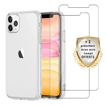 Evetane Coque iPhone 11 Pro Silicone + 2 Vitres en verres trempé Protection écran