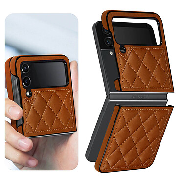 Avis Avizar Coque pour Samsung Z Flip 4 Rhombique Rigide Série Rhombus Chic  marron clair