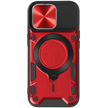 Avizar Coque pour iPhone 15 Pro Max Bague Métallique Bi-matière Antichoc Rouge