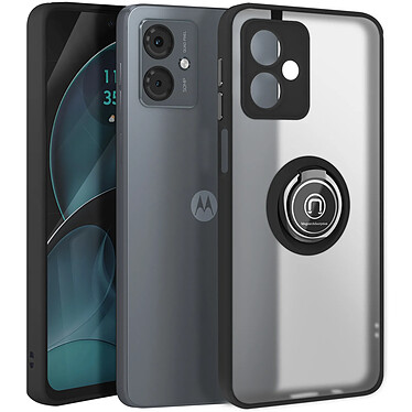 Avizar Coque pour Motorola Moto G14 Bague Métallique Support Vidéo Noir