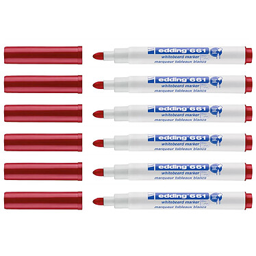 EDDING Marqueur pour Tableaux blancs 661 Rouge Pointe Ronde 1-2 mm x 6