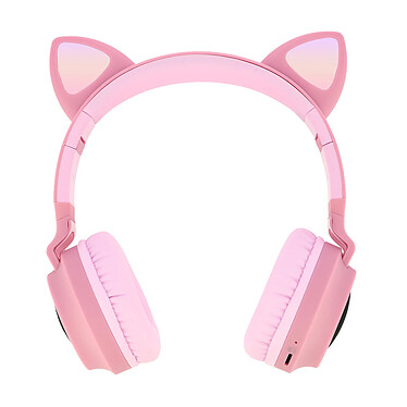 Casque Audio Bluetooth Design Oreilles Chat Animation lumineuse 12h - rose