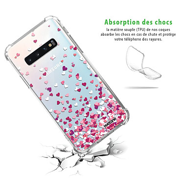 Avis Evetane Coque Samsung Galaxy S10 Plus anti-choc souple angles renforcés transparente Motif Confettis De Coeur