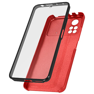 Avizar Coque pour Xiaomi Poco X4 Pro 5G Intégrale Arrière Rigide Transparent et Avant Souple  rouge