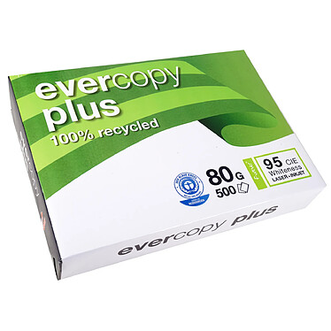 EVERCOPY Ramette 500 Feuilles Papier 80g A4 210x297 mm Certifié Ange Bleu CIE95 Blanc