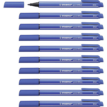 STABILO Stylo feutre pointMax pointe moyenne 0.8mm bleu x 10