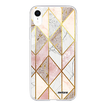 Evetane Coque iPhone Xr 360 intégrale transparente Motif Marbre Rose Losange Tendance