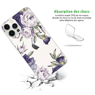 Avis LaCoqueFrançaise Coque iPhone 12/12 Pro silicone transparente Motif Pivoines Violettes ultra resistant