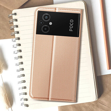 Avizar Étui pour Xiaomi Poco M5 avec Clapet Porte-carte Fonction Support  rose gold pas cher