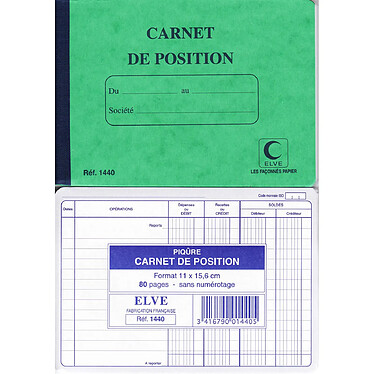 ELVE Carnet de Position de Compte 114 x 156 mm 80 Pages Coloris Aléatoire