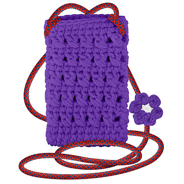 Avizar Sac Bandoulière pour Smartphone Tricoté Main Motif Fleur  Violet