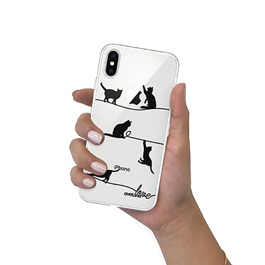 Evetane Coque iPhone Xs Max 360 intégrale transparente Motif Chat Lignes Tendance pas cher