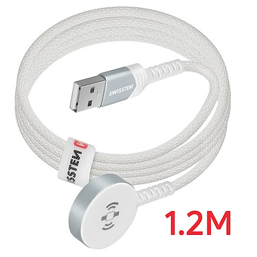 Acheter Swissten Chargeur Magnétique pour Apple Watch Connecteur USB Câble Tressé 1.2m Blanc