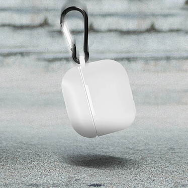 Acheter Coque AirPods 3 en Silicone Doux Résistant Effet Mat Mousqueton blanc