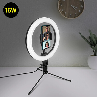 Avis Baseus Ring Light 25cm Puissance 15W Mini-trépied Support Téléphone Rotatif Noir