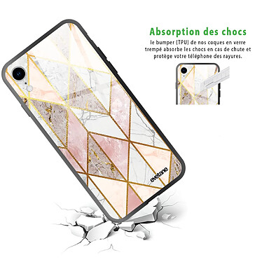 Avis Evetane Coque en verre trempé iPhone Xr Marbre Rose Losange