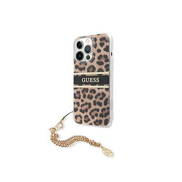 Guess Coque pour Apple iPhone 13 Pro Leopard avec breloque Léopard