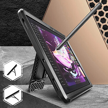 Supcase Coque pour Samsung Galaxy Tab S7 Plus 12.4 et S8 Plus Béquille Unicorn Beetle Pro  Noir pas cher