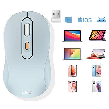 LinQ Souris Sans Fil Bluetooth ou WiFi 2.4Ghz Précision et Confort Bleu Pâle pas cher