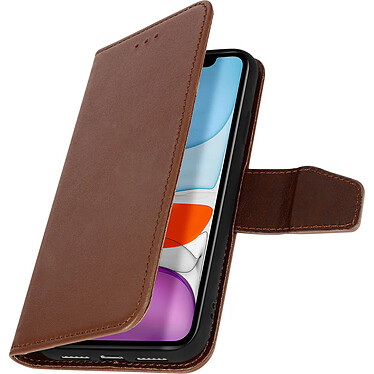 Avizar Housse Apple iPhone 11 Cuir Porte-carte Fonction Support Premium marron