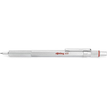 ROTRING Stylo Bille Rétractable 600 Pointe Moyenne Corps Métal Argent Noir