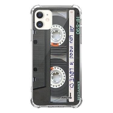 Evetane Coque iPhone 11 anti-choc souple angles renforcés transparente Motif Cassette