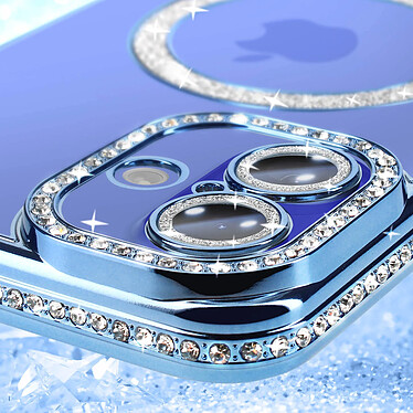 Avis Avizar Coque Diamant pour iiPhone 16 Protection MagSafe Contour Strass Bleu