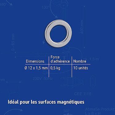 MAUL pack de 10 aimants néodyme torique, diamètre: 12 mm, nickélé pas cher