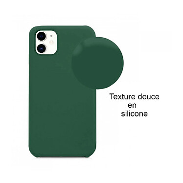 Evetane Coque iPhone 11 Silicone liquide Vert Foret + 2 Vitres en Verre trempé Protection écran Antichocs pas cher