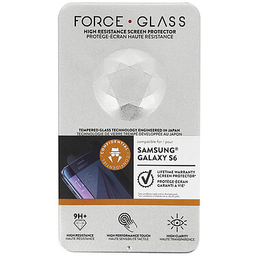 Force Glass Protection d'écran en verre pour Samsung Galaxy S6 Plat Gamme Privé Noir transparent pas cher