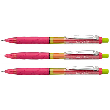 PENTEL Porte-mines Q-Erase, 0,7 mm, pink/jaune x 3