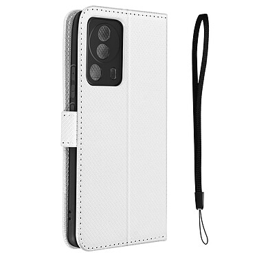 Avizar Étui Folio pour Xiaomi 13 Lite porte-cartes effet croisillons avec dragonne  Blanc