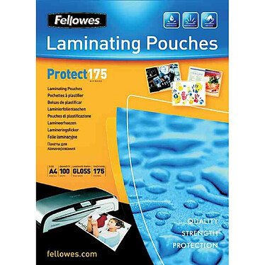 FELLOWES Paquet de 100 pochettes à plastifier, A4, brillante, 350 microns (2x175)