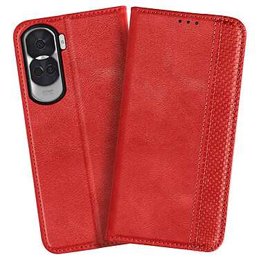 Acheter Avizar Étui pour Honor 90 Lite Portefeuille Motif Croisillon CrossWeave Wallet rouge