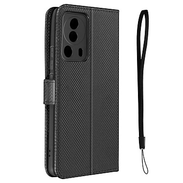 Avizar Housse Portefeuille pour Xiaomi 13 Lite Effet Croisillons avec Dragonne  Noir