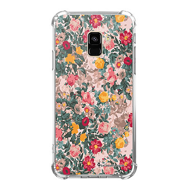 LaCoqueFrançaise Coque Samsung Galaxy A8 2018 Silicone antichocs Solides coins renforcés  transparente Motif Fleurs Beige et Rose