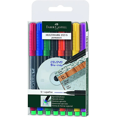 FABER-CASTELL Etui lot de 8 marqueurs CD/DVD Multimark permanent S super fin Assortis