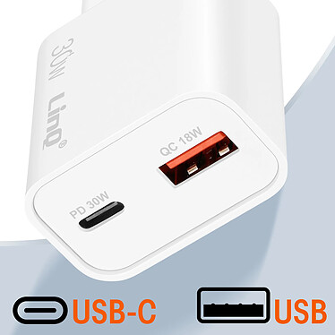 Avis LinQ Chargeur Secteur Port USB Quick Charge 18W et USB C Power Delivery 30W Blanc