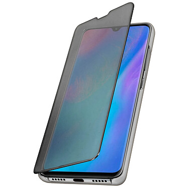 Avizar Housse Huawei P30 Pro Étui Miroir Clapet translucide Stand Vidéo argent