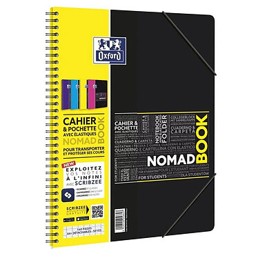 OXFORD Cahier ETUDIANT 'Nomadbook' 24x31 cm Séyès 160 pages 90g avec chemise intégrée