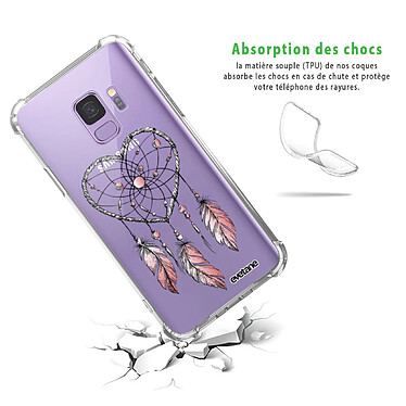 Avis Evetane Coque Samsung Galaxy S9 anti-choc souple angles renforcés transparente Motif Attrape coeur