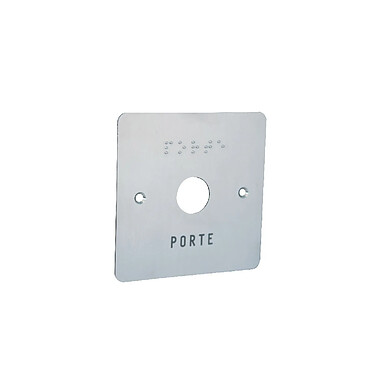 Golmar - Façade inox gravée PORTE pour bouton de sortie 85x85mm